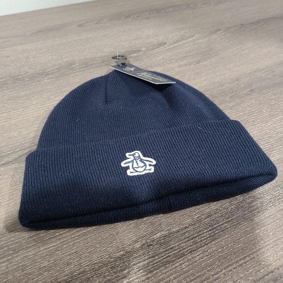 Original Penguin Men's Cuffed Beanie w/ Logo Patch Black O/S NEW - Picture 1 of 8